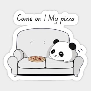 Come on. My pizza.panda try to eat pizza Sticker